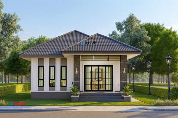 Read more about the article S-7811 แบบบ้านชั้นเดียวสไตล์ร่วมสมัย (Contemporary Style) พิ้นที่ใช้สอย 81 ตารางเมตร 2 ห้องนอน 1 ห้องน้ำ