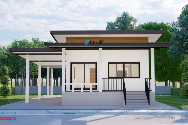 Read more about the article S-1135 แบบ้านเรียบง่ายแบบสมัยใหม่ (Minimal Modern) พื้นที่ใช้สอย 78 ตารางเมตร 2 นอน 1 ห้องน้ำ