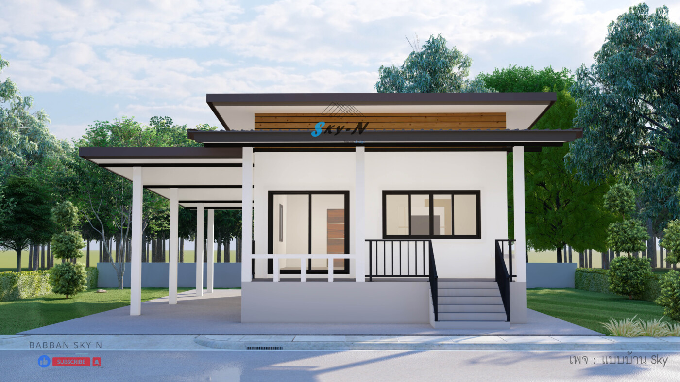 Read more about the article S-1135 แบบ้านเรียบง่ายแบบสมัยใหม่ (Minimal Modern) พื้นที่ใช้สอย 78 ตารางเมตร 2 นอน 1 ห้องน้ำ
