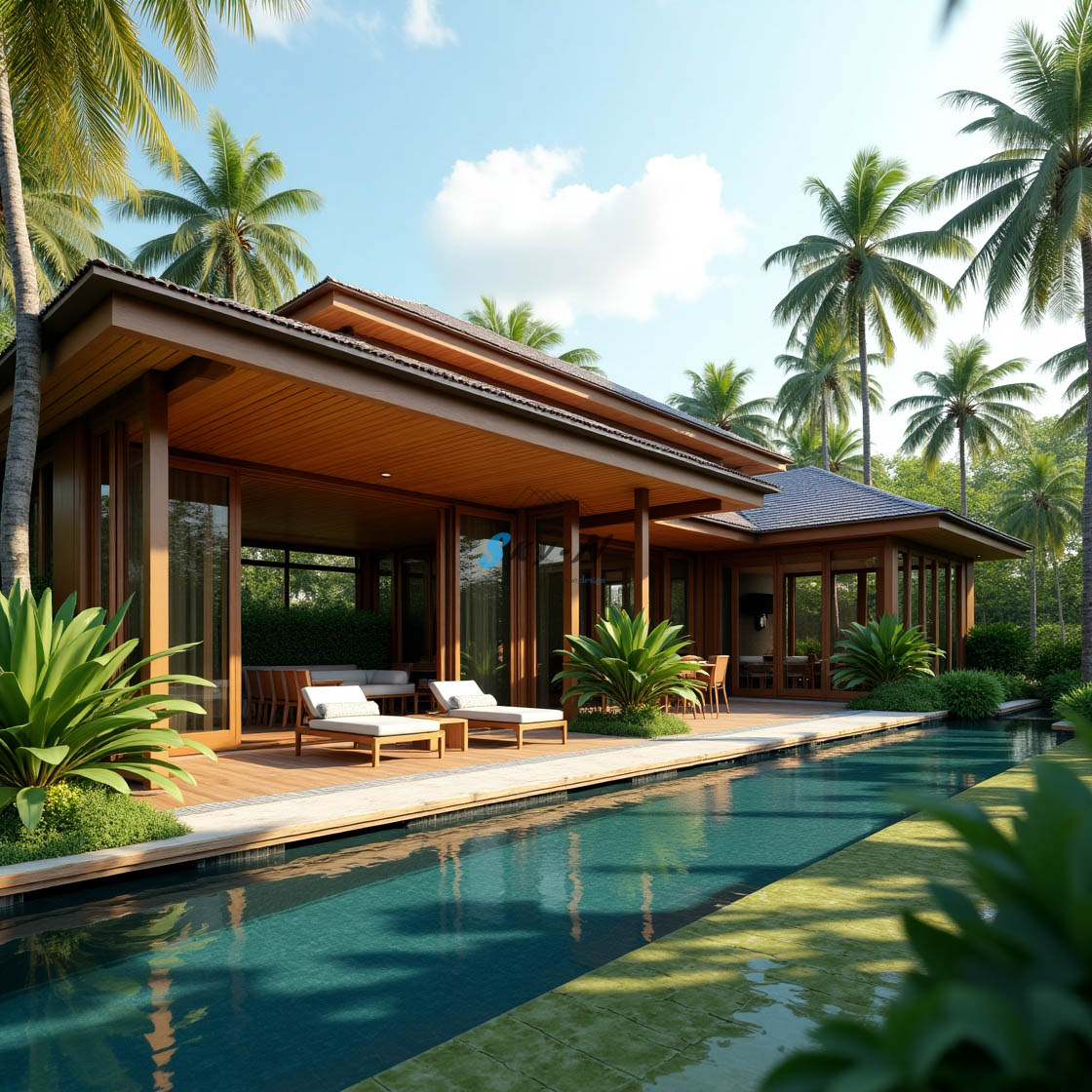 บ้านสไตล์ "Modern Tropical" ได้รับความนิยมอย่างมากในประเทศไทยและภูมิภาคเอเชียตะวันออกเฉียงใต้ ด้วยการออกแบบที่สอดรับกับภูมิอากาศร้อนชื้นของบ้านเรา โดดเด่นด้วยหลังคาทรงเพิงหมาแหงนหรือแบน ผนังเปิดโล่ง มีชายคายาวช่วยกันแดด และการระบายอากาศที่ดีเยี่ยม จุดเด่น: ระบายอากาศดี ลดการใช้เครื่องปรับอากาศ ใช้วัสดุธรรมชาติ เช่น ไม้ หิน กระเบื้องลายไม้ มีเฉลียงหรือระเบียงสำหรับพักผ่อนกลางแจ้ง