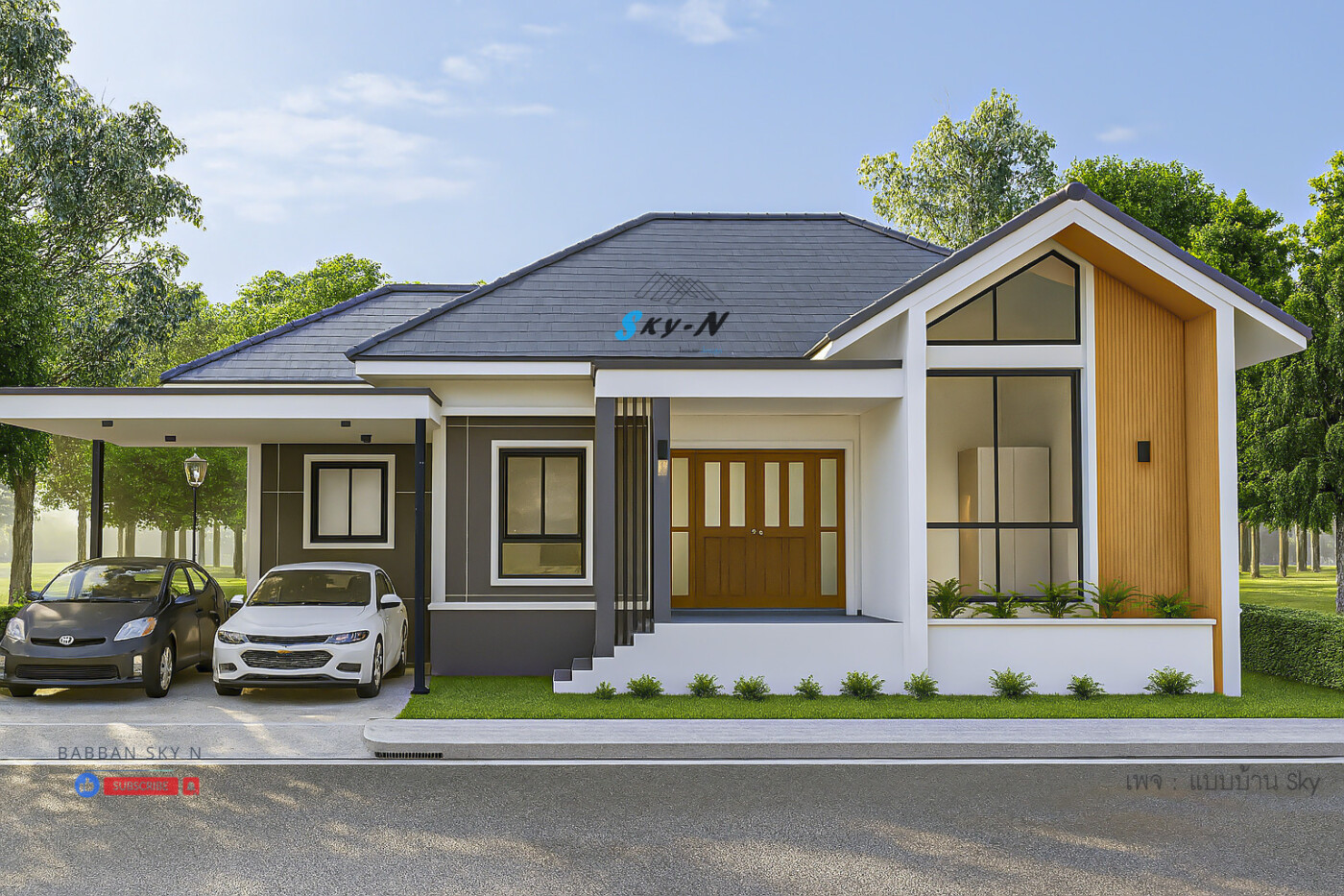 Read more about the article S-9166 แบบบ้านหลังนี้ออกแบบในสไตล์ Modern Tropical พื้นที่ใช้สอย 110 ตร.ม. 3 ห้องนอน 2ห้องน้ำ