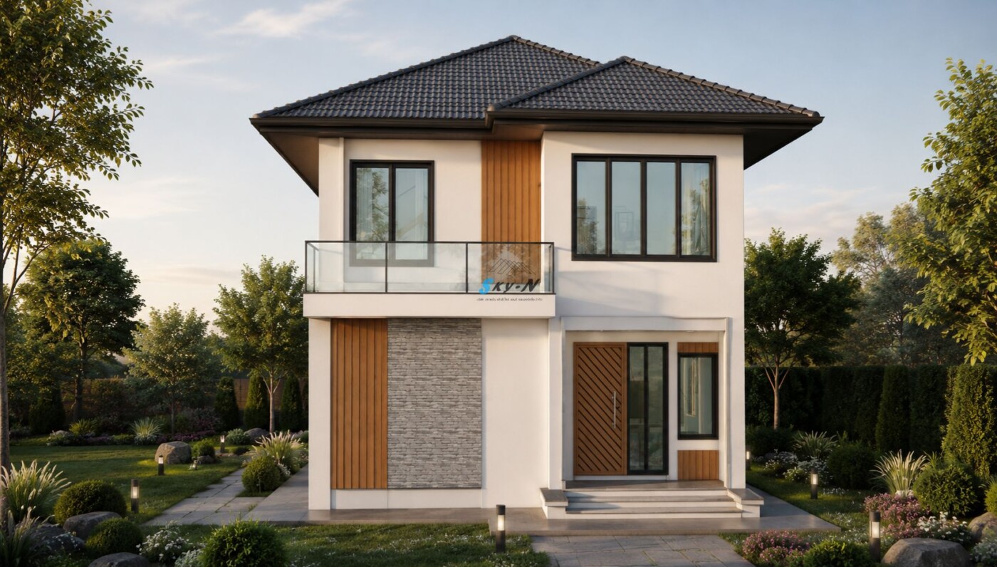 Read more about the article แบบบ้านสองชั้นสไตล์ Modern Contemporary Tropical รหัส S-9710