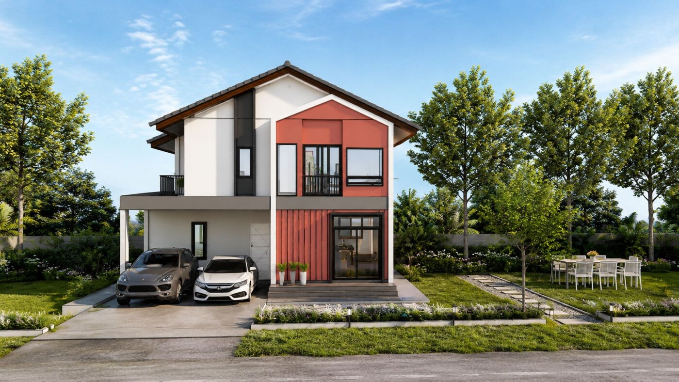 Read more about the article แบบบ้านสไตล์ Nordic 2 ชั้น S-8716