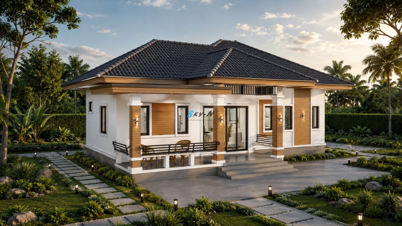 Read more about the article แบบบ้าน1ชั้นสไตล์ contemporary รหัส S-7903