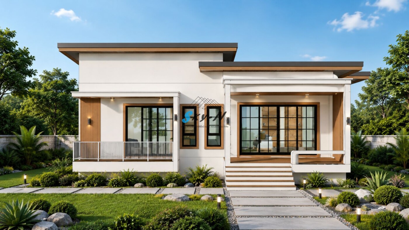 Read more about the article แบบบ้านชั้นเดียว สไตล์ Modern Tropical Contemporary รหัส S-8831