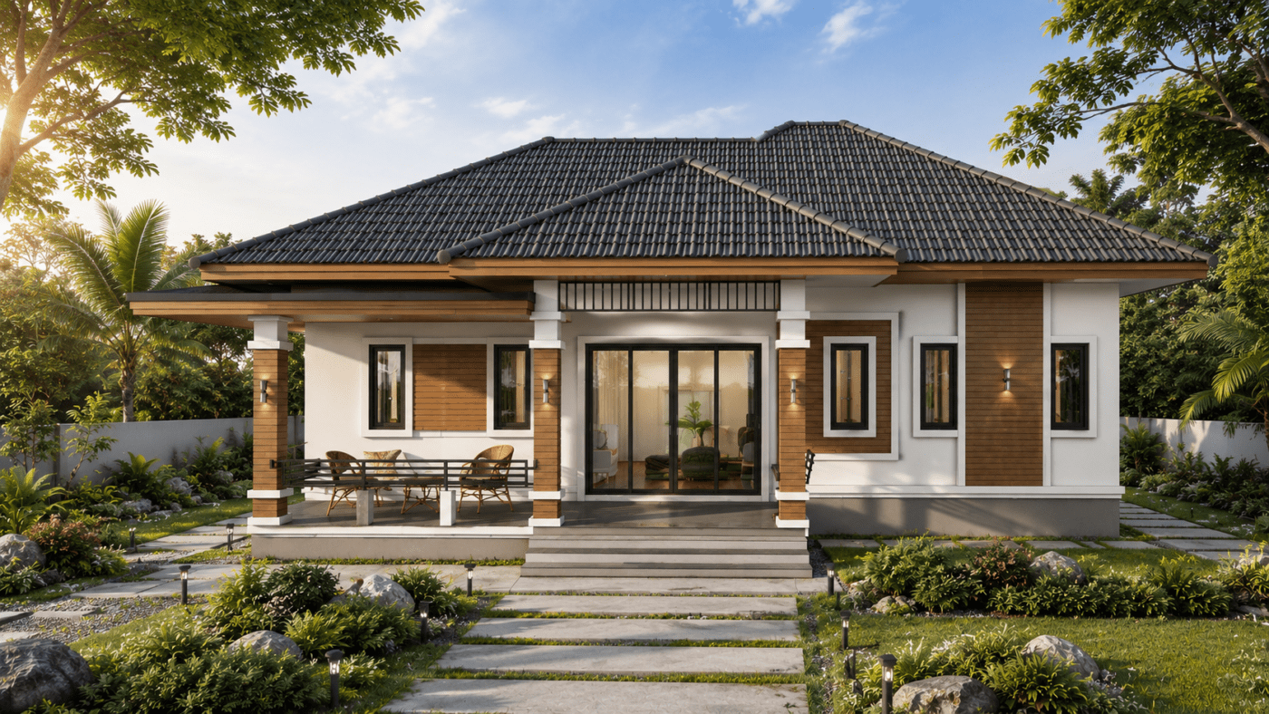 Read more about the article แบบบ้าน1ชั้นสไตล์ contemporary รหัส S-7903